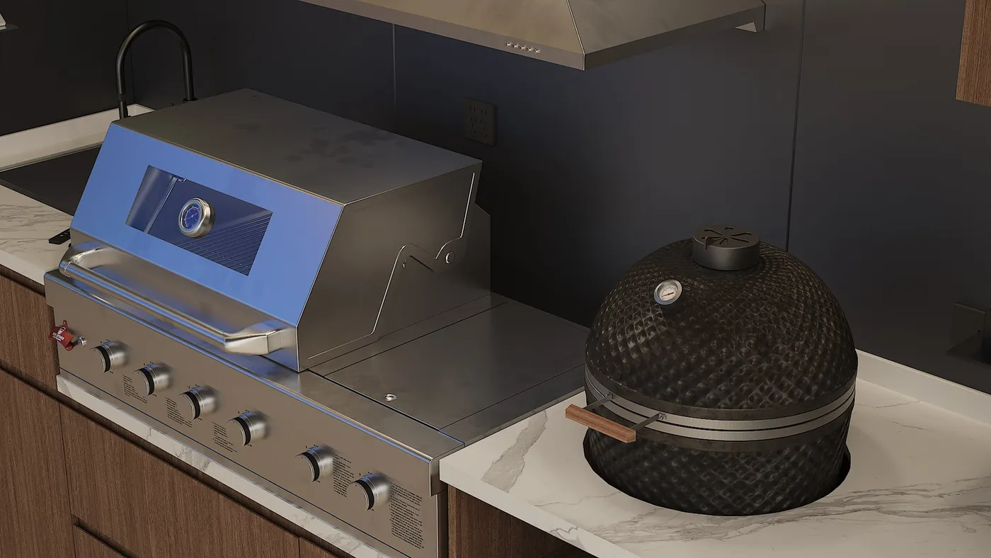 304 stainless steel Outdoor Kitchen Pod worktop grill and outdoor kitchen detail